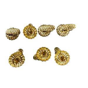 Vintage Gold Christmas Tree Pine Cone Clip on West Germany Candle Holders